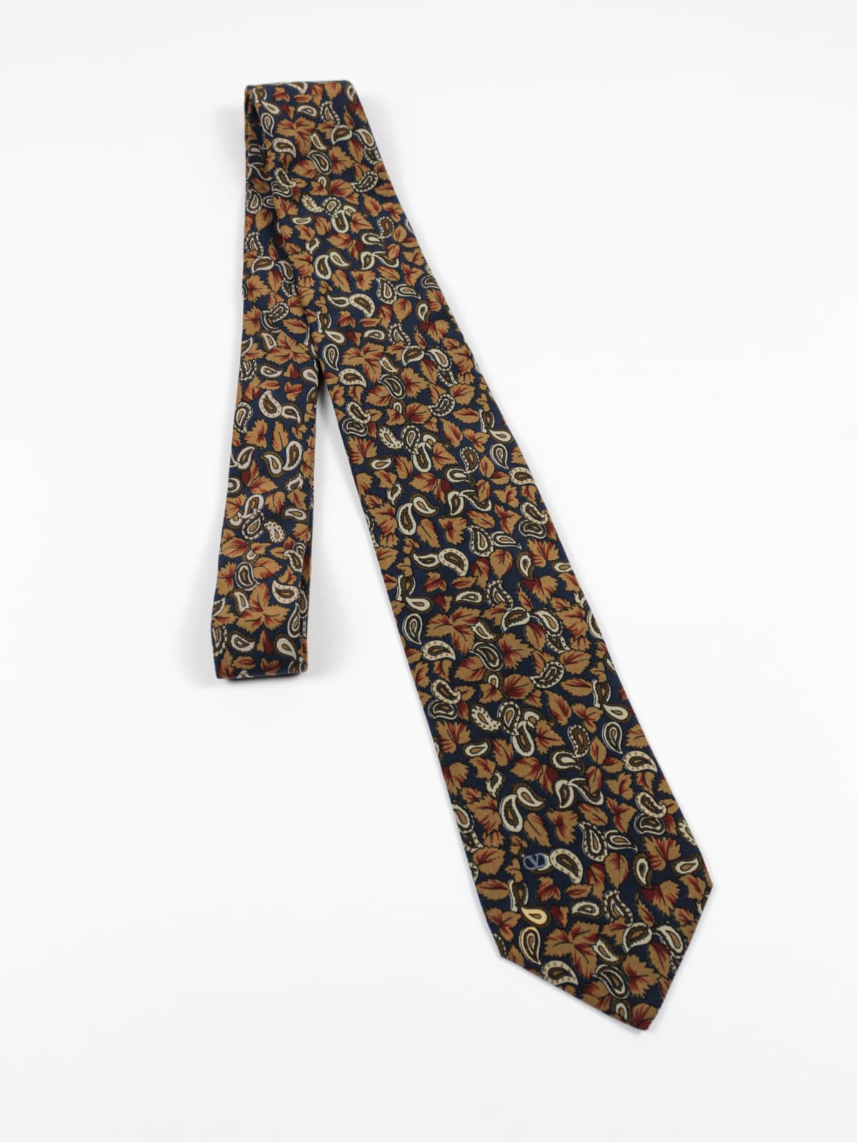Cravatta Vintage Valentino Cravatte con Fantasia Paisley e Foglie – Anni ’90