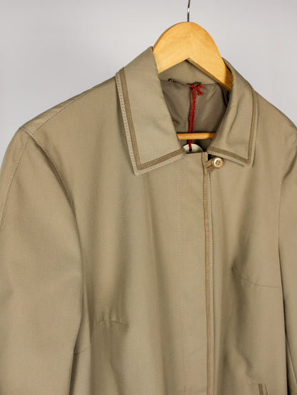 Trench Vintage Tortora in Cotone e Poliestere con Profili in Camoscio – Anni ’90
