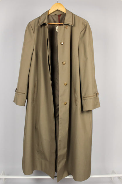 Trench Vintage Tortora in Cotone e Poliestere con Profili in Camoscio – Anni ’90