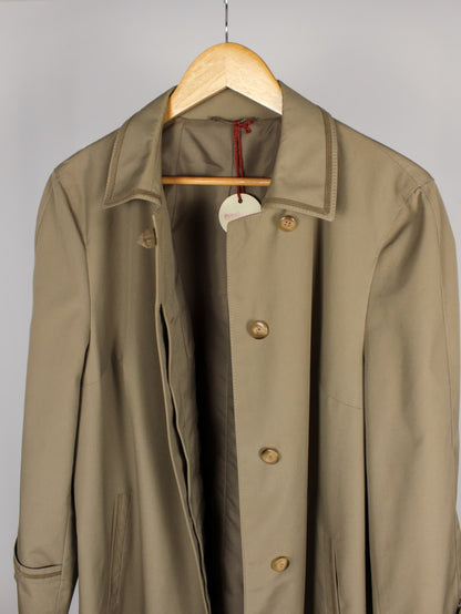 Trench Vintage Tortora in Cotone e Poliestere con Profili in Camoscio – Anni ’90