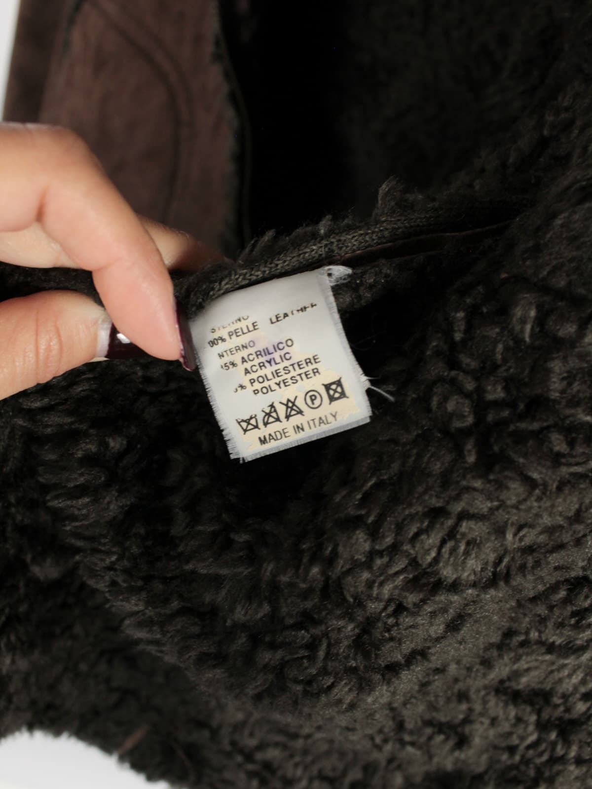 Giacca Vintage Onyx in Vera Pelle Scamosciata Marrone con Interno Caldo Effetto Pelliccia – Anni ’90