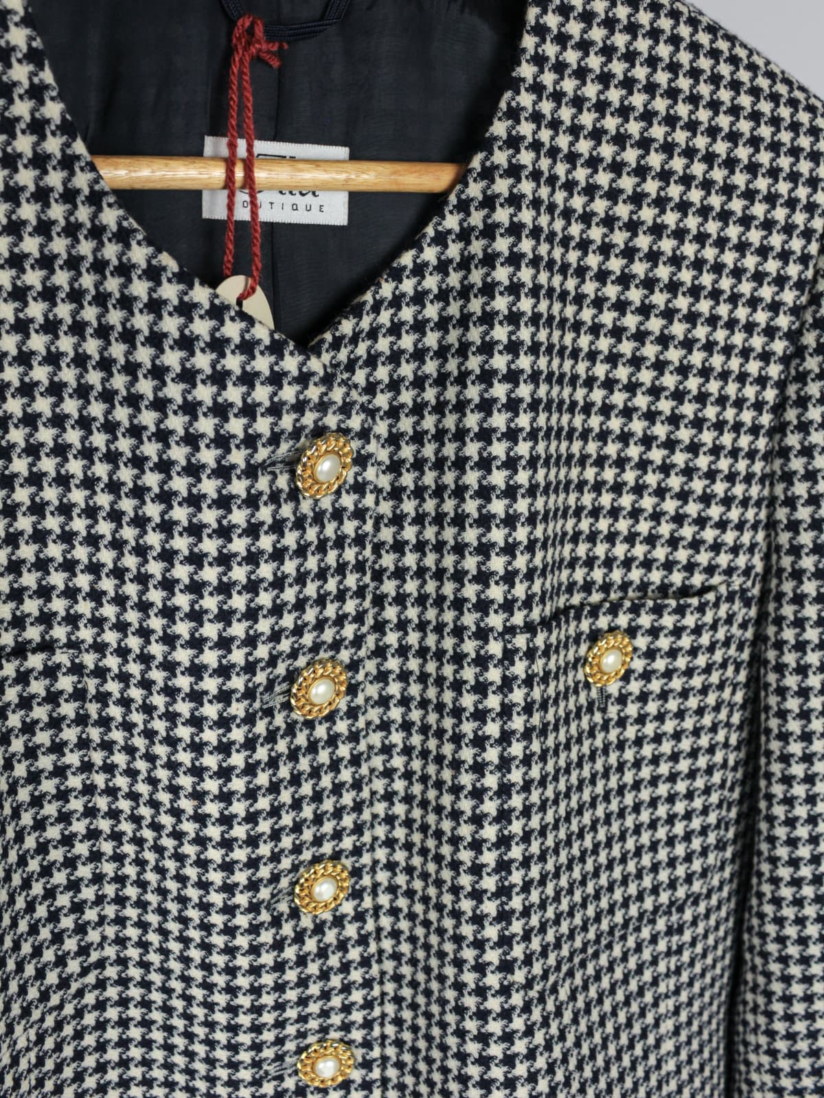 Giacca Vintage in Pura Lana – Pied-de-Poule Blu e Panna - Made in Italy