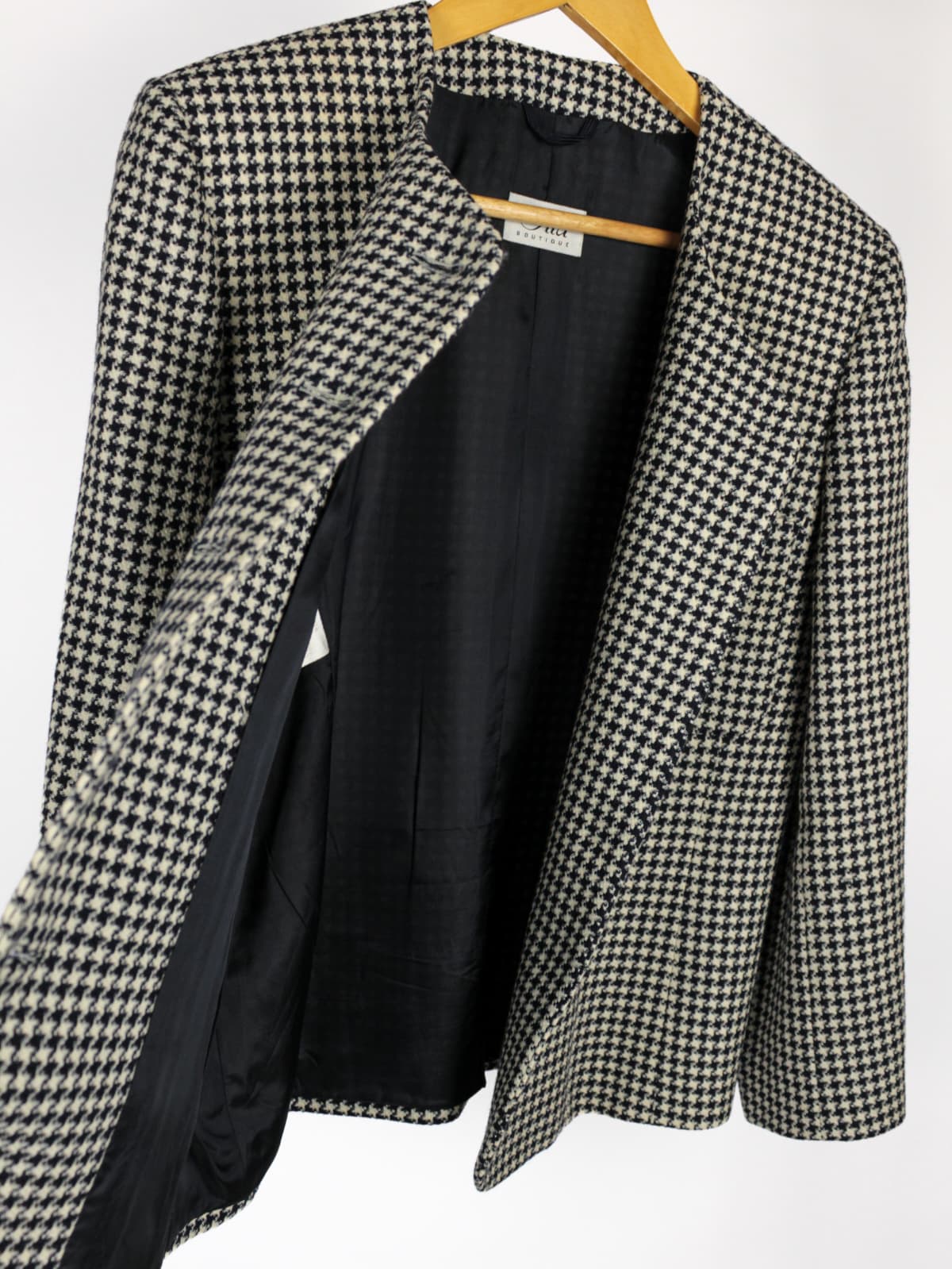 Giacca Vintage in Pura Lana – Pied-de-Poule Blu e Panna - Made in Italy