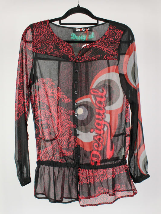 Camicia Vintage Desigual – Stampa Multicolore e Trasparenze (Anni 2000)