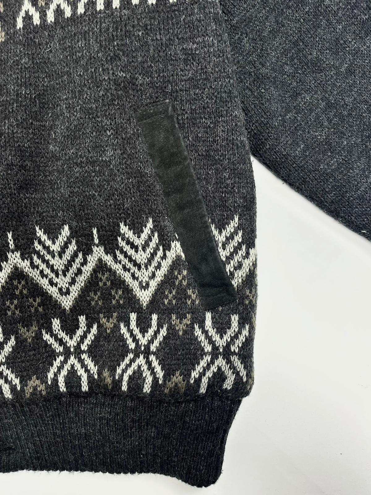 Cardigan Vintage Uomo Grigio Acrilico e Lana Made in Italy