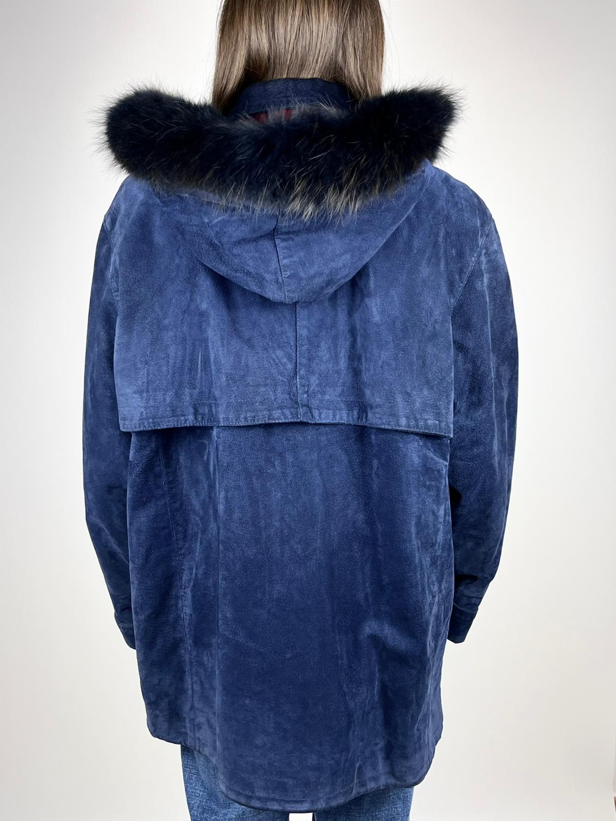 Giubbotto Vintage Donna Vera Pelle Scamosciata con Pelliccia Made in Italy