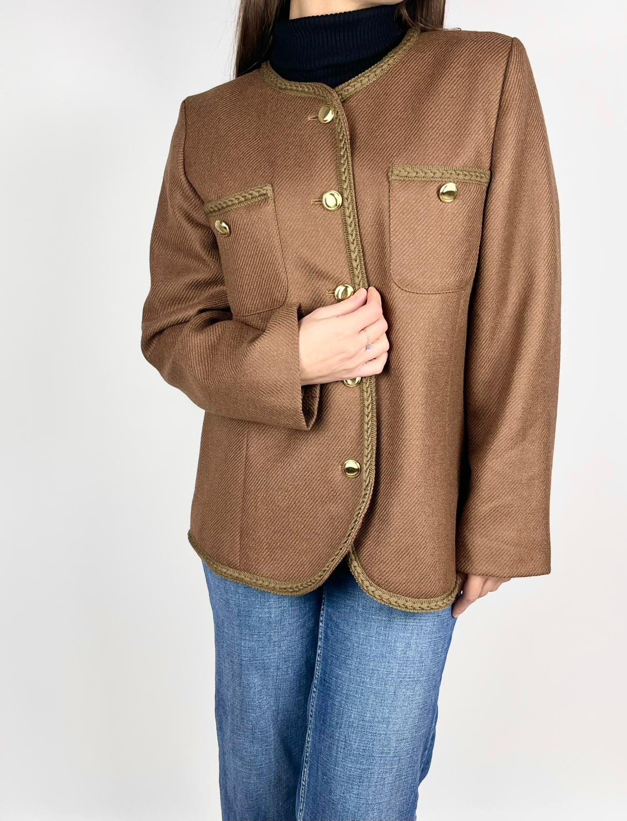 Giacca Vintage Luisa Spagnoli Lana Marrone Anni '80 Made in Italy