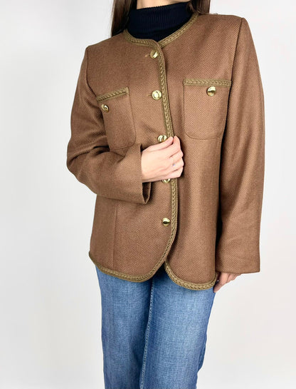 Giacca Vintage Luisa Spagnoli Lana Marrone Anni '80 Made in Italy