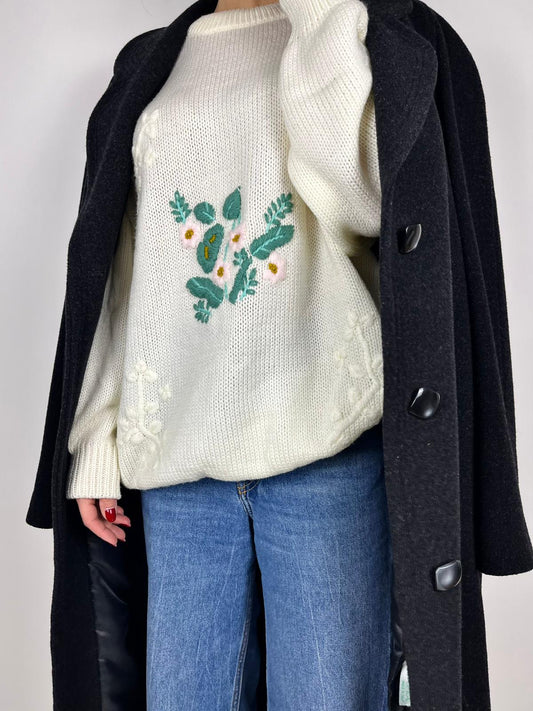 Maglione Vintage Donna Anni '90 Ricamato