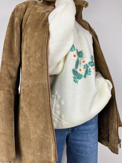 Giubbotto Vintage Pelle Scamosciata Cammello