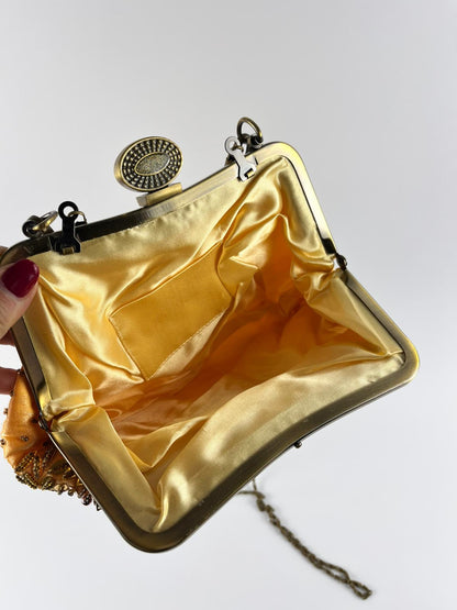 Borsetta Vintage Gioiello Oro con Perline e Paillettes – Anni '70