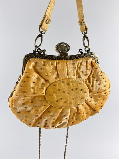 Borsetta Vintage Gioiello Oro con Perline e Paillettes – Anni '70