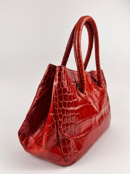 Borsa Furla Vintage in Vera Pelle Rossa Effetto Cocco Made in Italy Anni 90/00