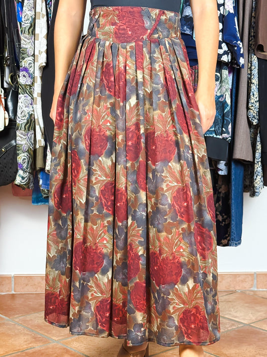 Gonna vintage plissé floreale Made in Italy