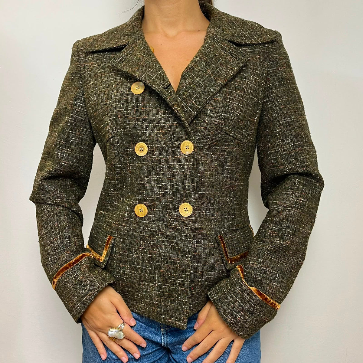 Giacca Vintage Verde Made in Italy in Tweed Leggero – Anni ’90