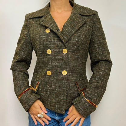 Giacca Vintage Verde Made in Italy in Tweed Leggero – Anni ’90