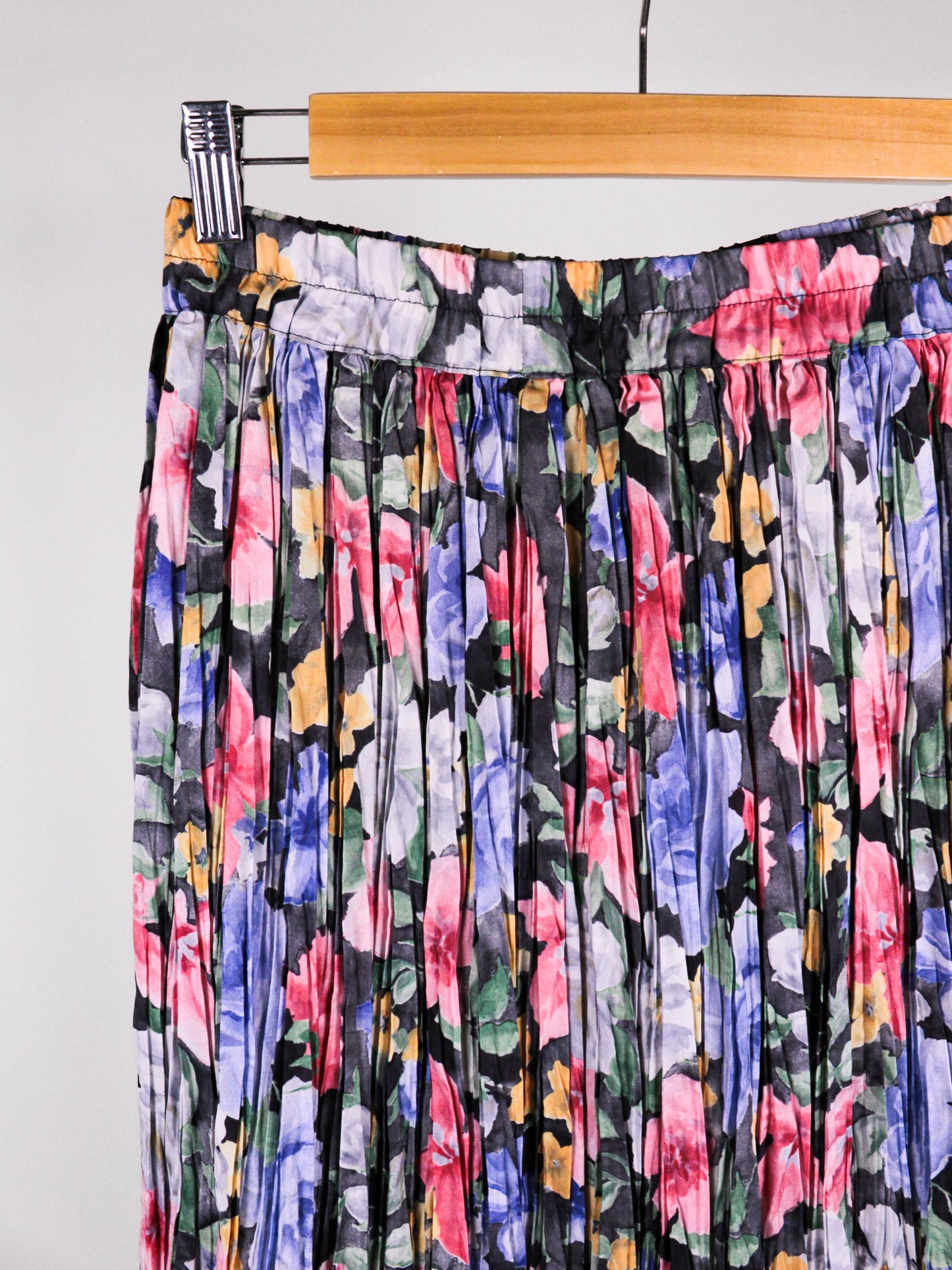 Gonna vintage plissé a fantasia floreale multicolor