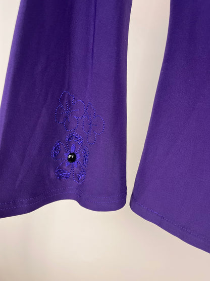 Camicia vintage viola ricamata con dettagli floreali - Y2K
