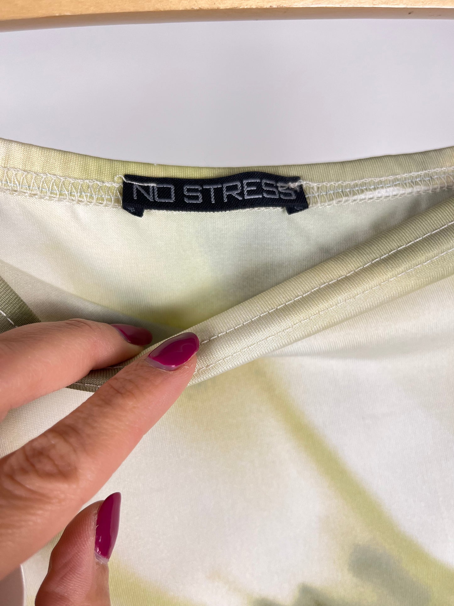 Gonna vintage Y2K Nostress stampa astratta verde salvia