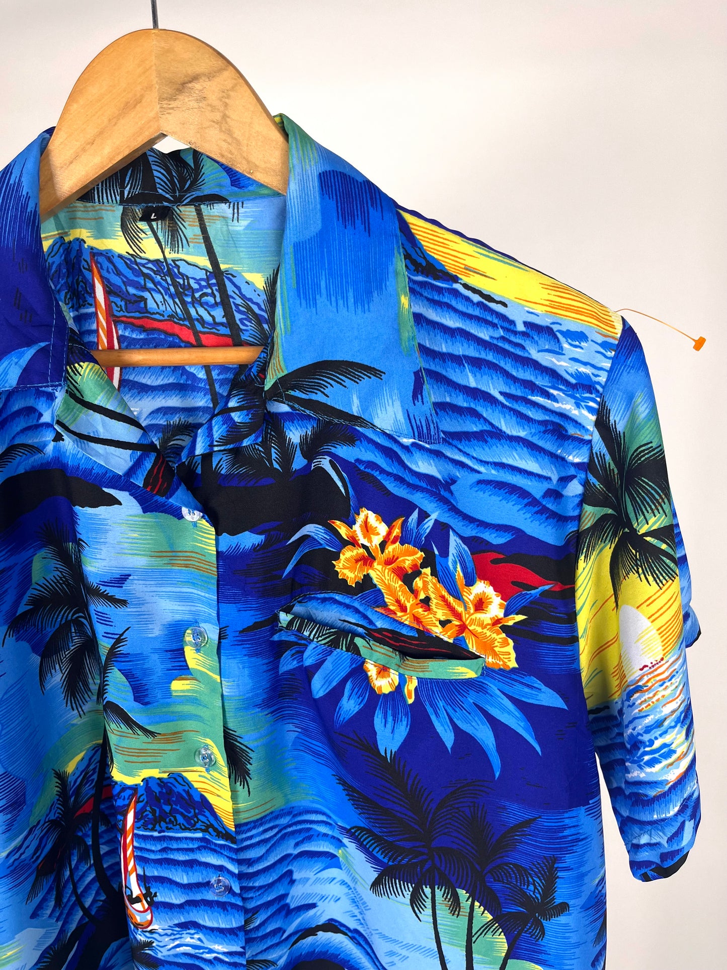 Camicia Hawaiana Vintage Blu Tropicale