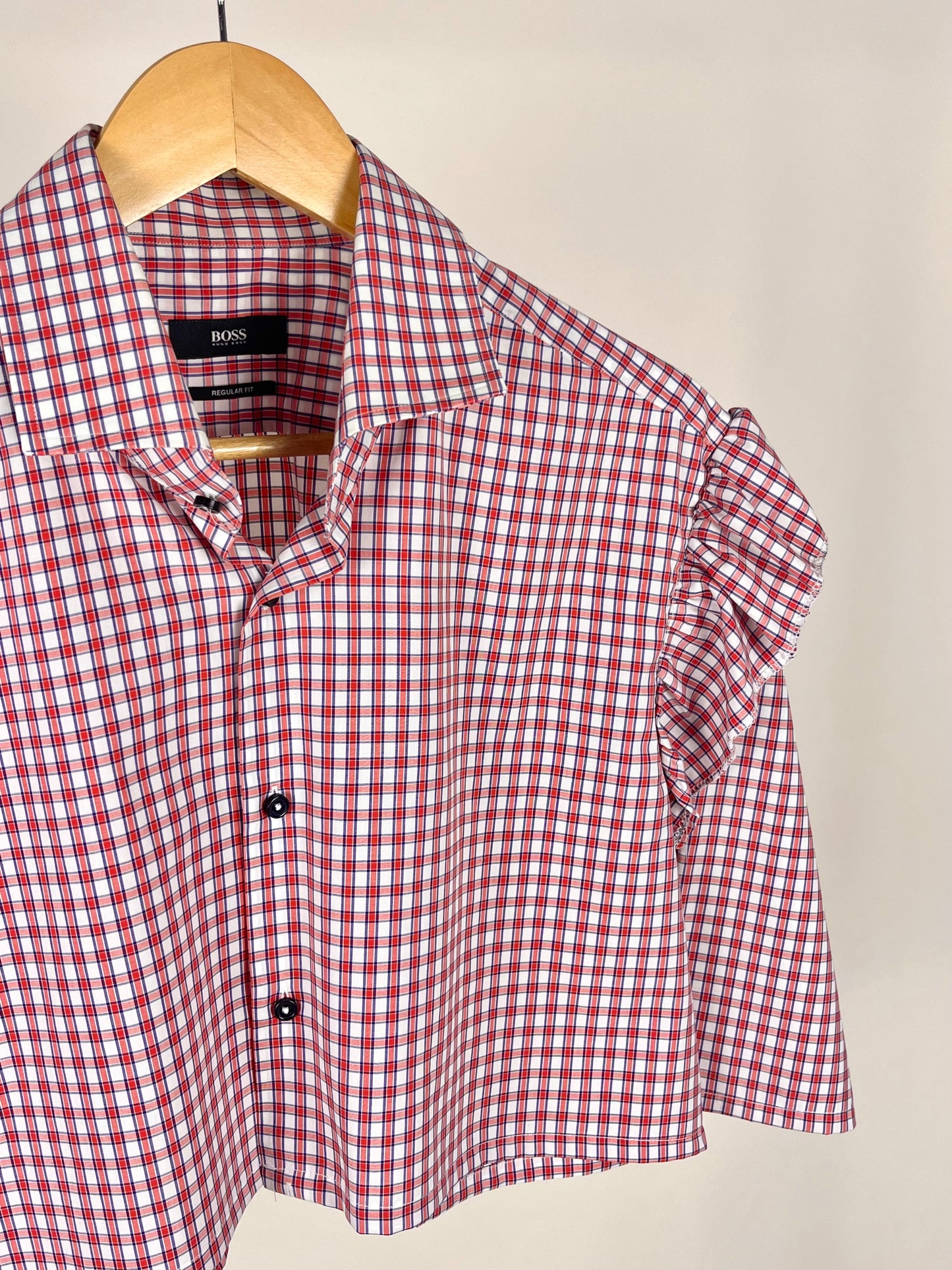 Camicia vintage crop upcycled BOSS a quadri