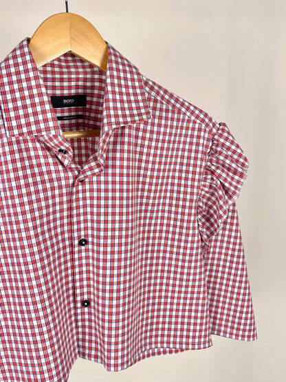 Camicia vintage crop upcycled BOSS a quadri