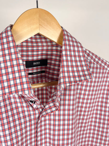 Camicia vintage crop upcycled BOSS a quadri