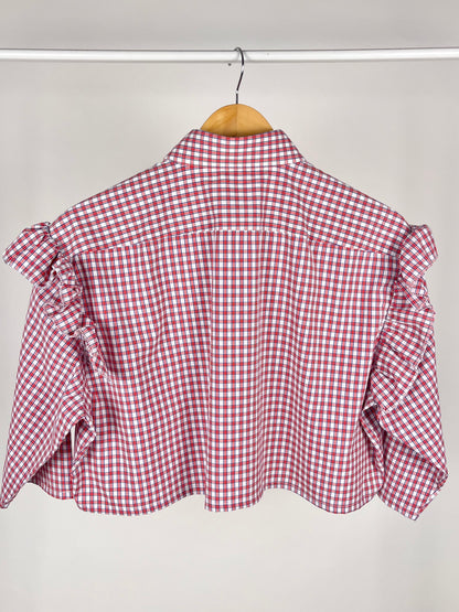 Camicia vintage crop upcycled BOSS a quadri