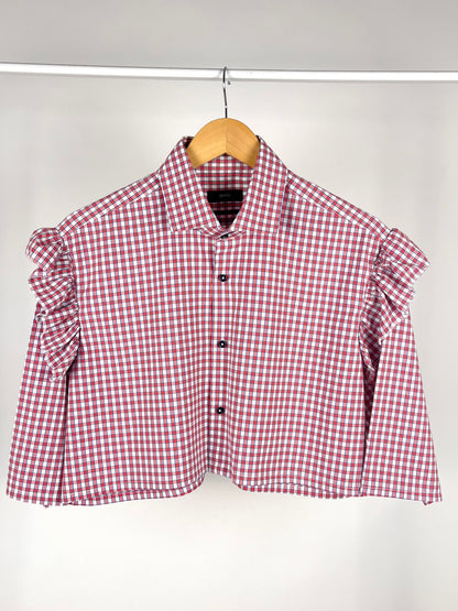 Camicia vintage crop upcycled BOSS a quadri