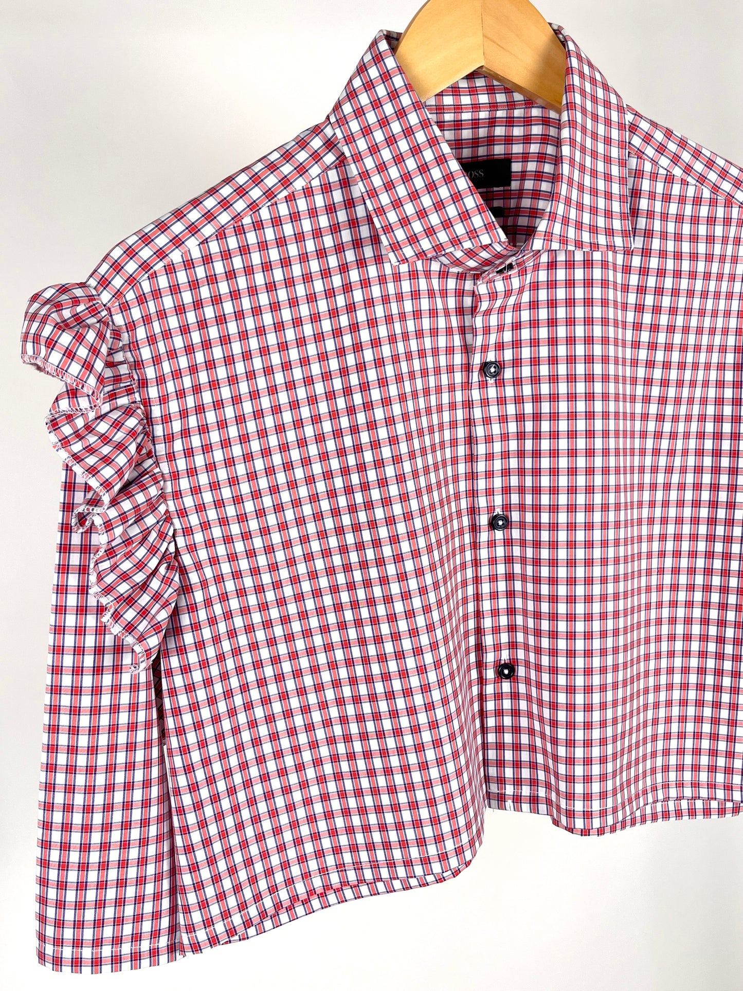 Camicia vintage crop upcycled BOSS a quadri