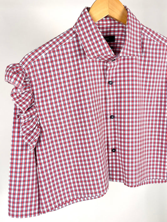 Camicia vintage crop upcycled BOSS a quadri