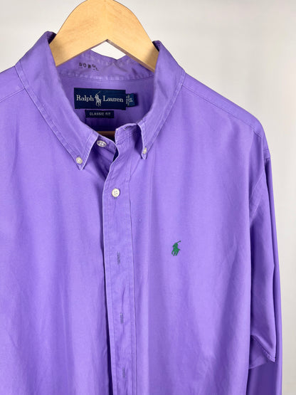 Camicia vintage Ralph Lauren Viola/Lilla con logo verde - XL