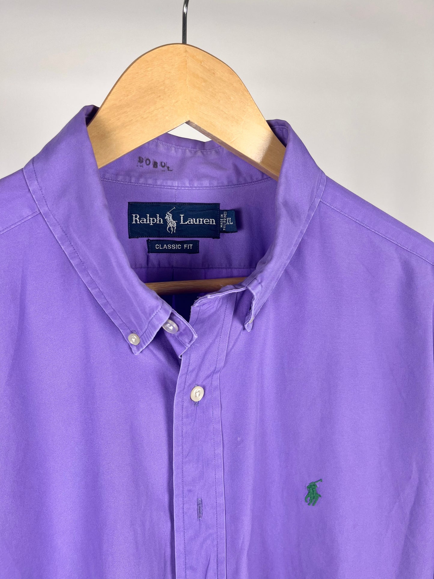 Camicia vintage Ralph Lauren Viola/Lilla con logo verde - XL
