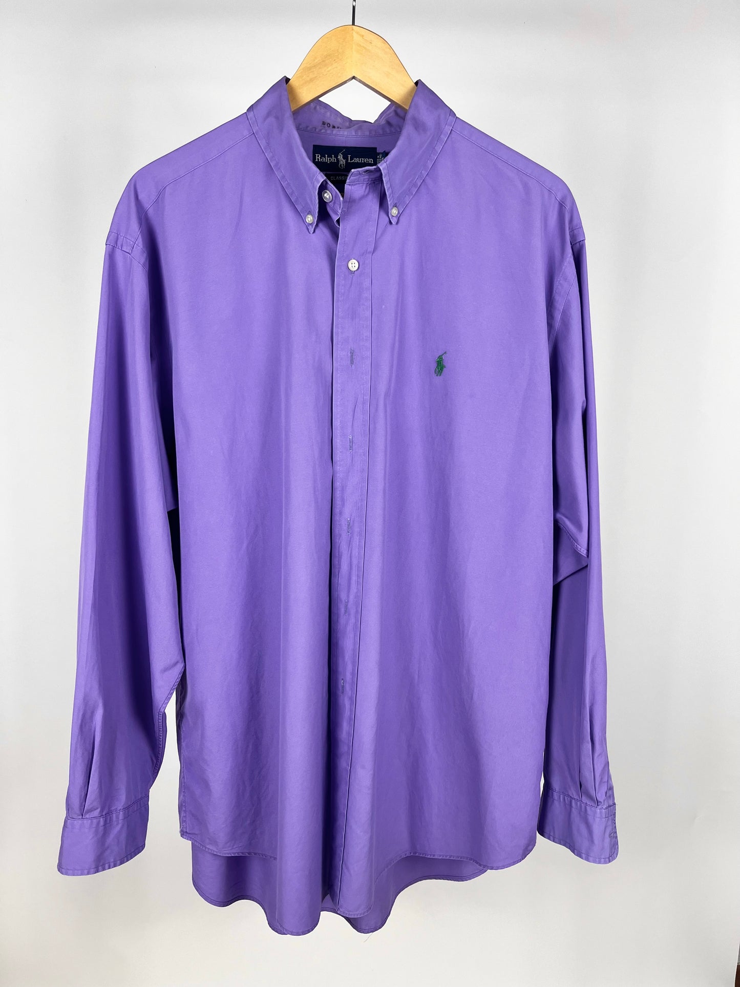 Camicia vintage Ralph Lauren Viola/Lilla con logo verde - XL